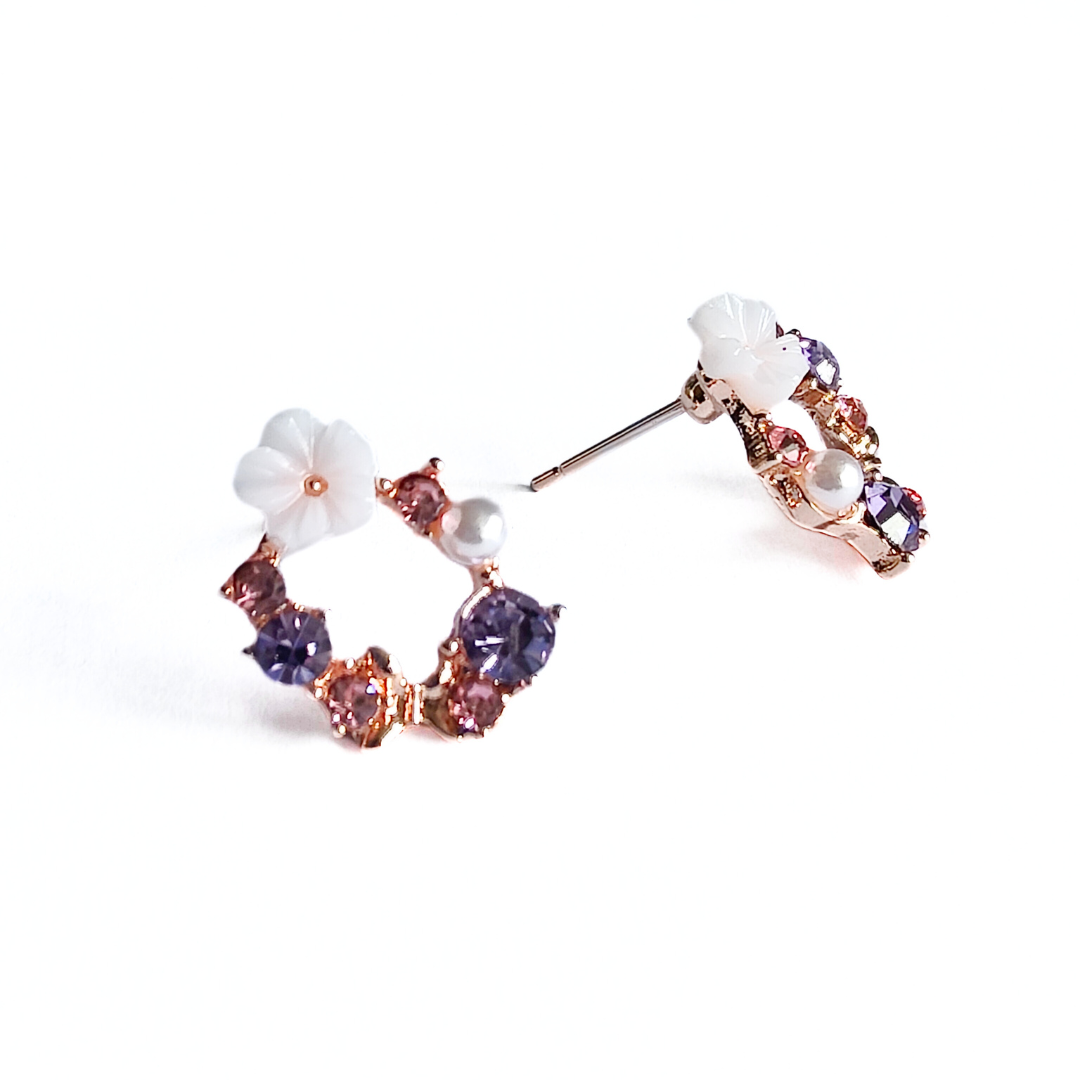 Senna Floral Diamante Studs in Lilac