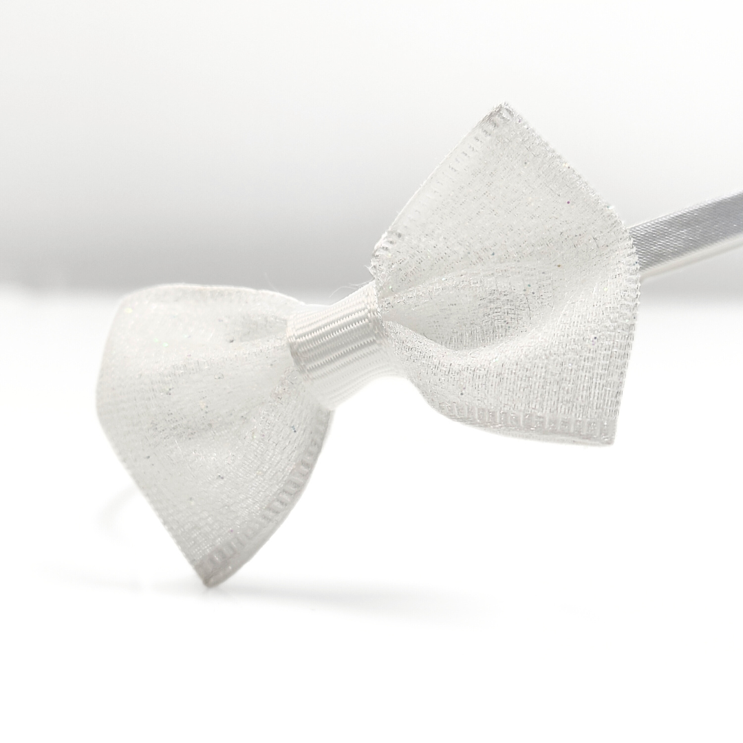 Mesh Bow Headband in White