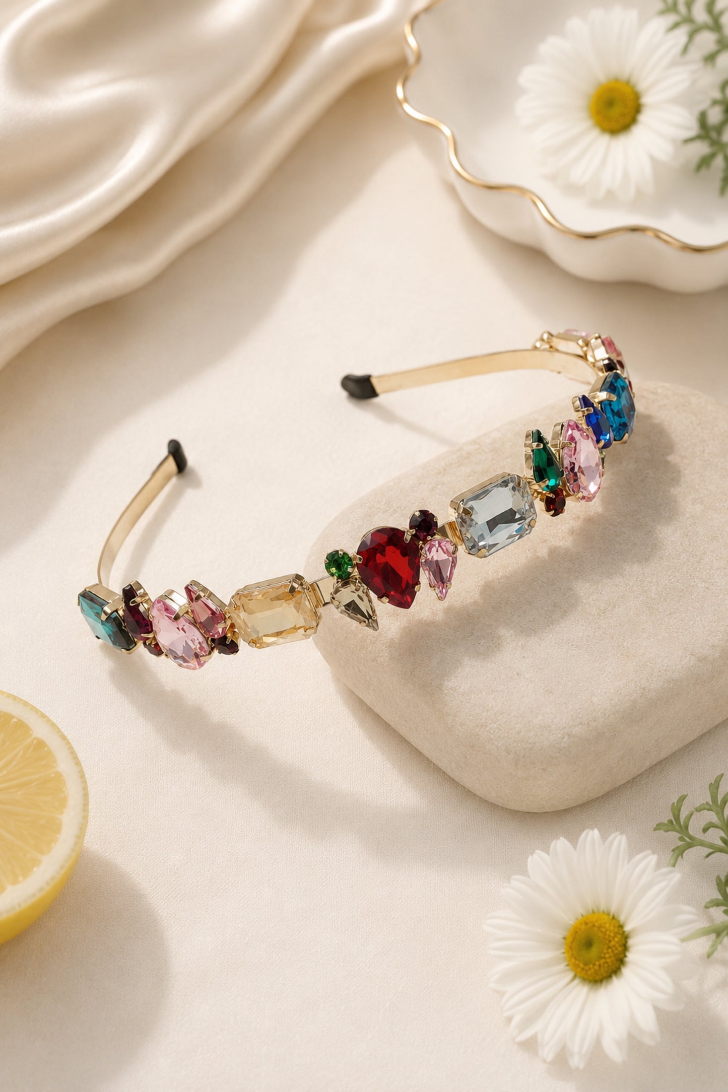 Solstice Crystal Hairband in Yellow Gold