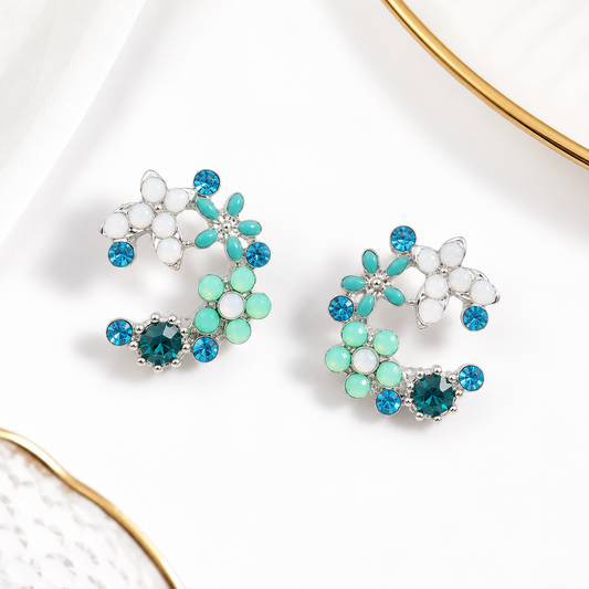 The Capri Petal Studs in Lagoon