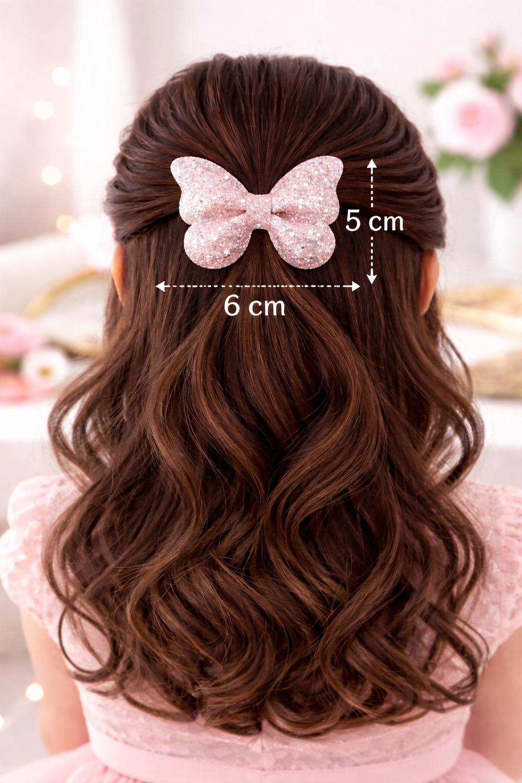 Pixie Shimmer Butterfly Bow in Ballet Blush