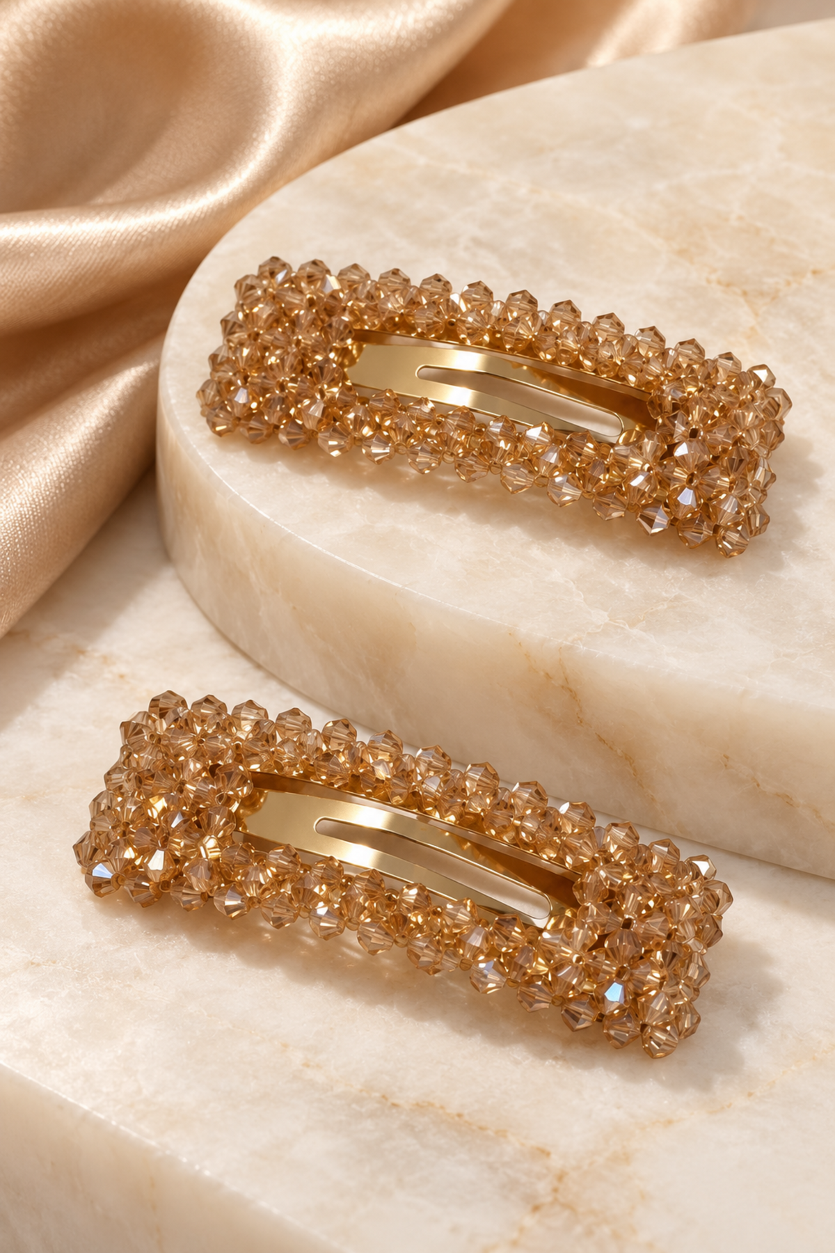 Alani Crystal Hair Clip in Brown