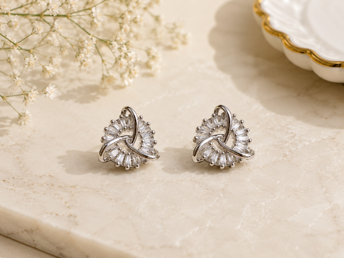 The 'Triple Knot Halo' Studs in Gold