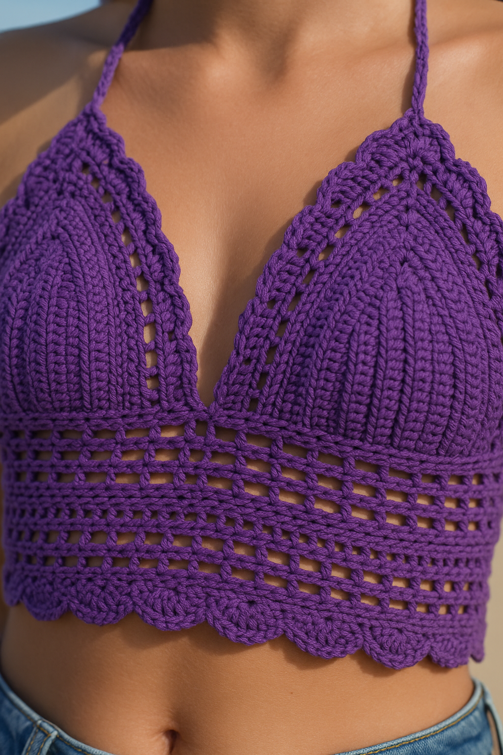 Tianna Purple Crochet Top