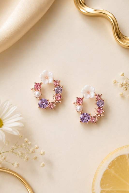 The Riviera Bloom Studs in Lilac Haze