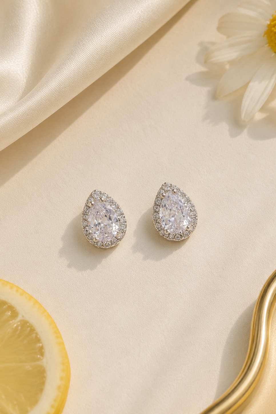 The 'Sunset Champagne' Studs in Gold