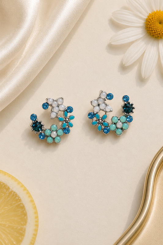 The Capri Petal Studs in Lagoon