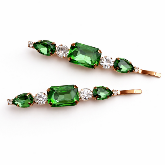 Kira Hair Slides in Green