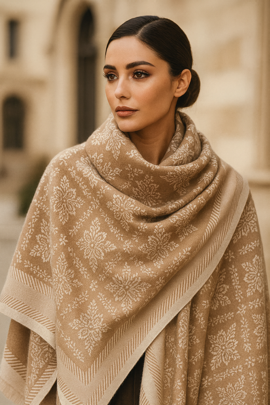 Darcy Winter Scarf Shawl in Beige