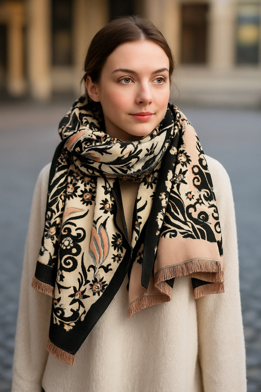Daria Winter Scarf Shawl in Black
