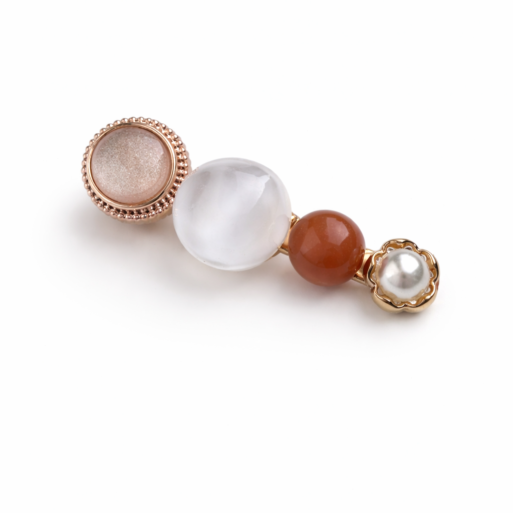 Multicolored bead earring on a white background