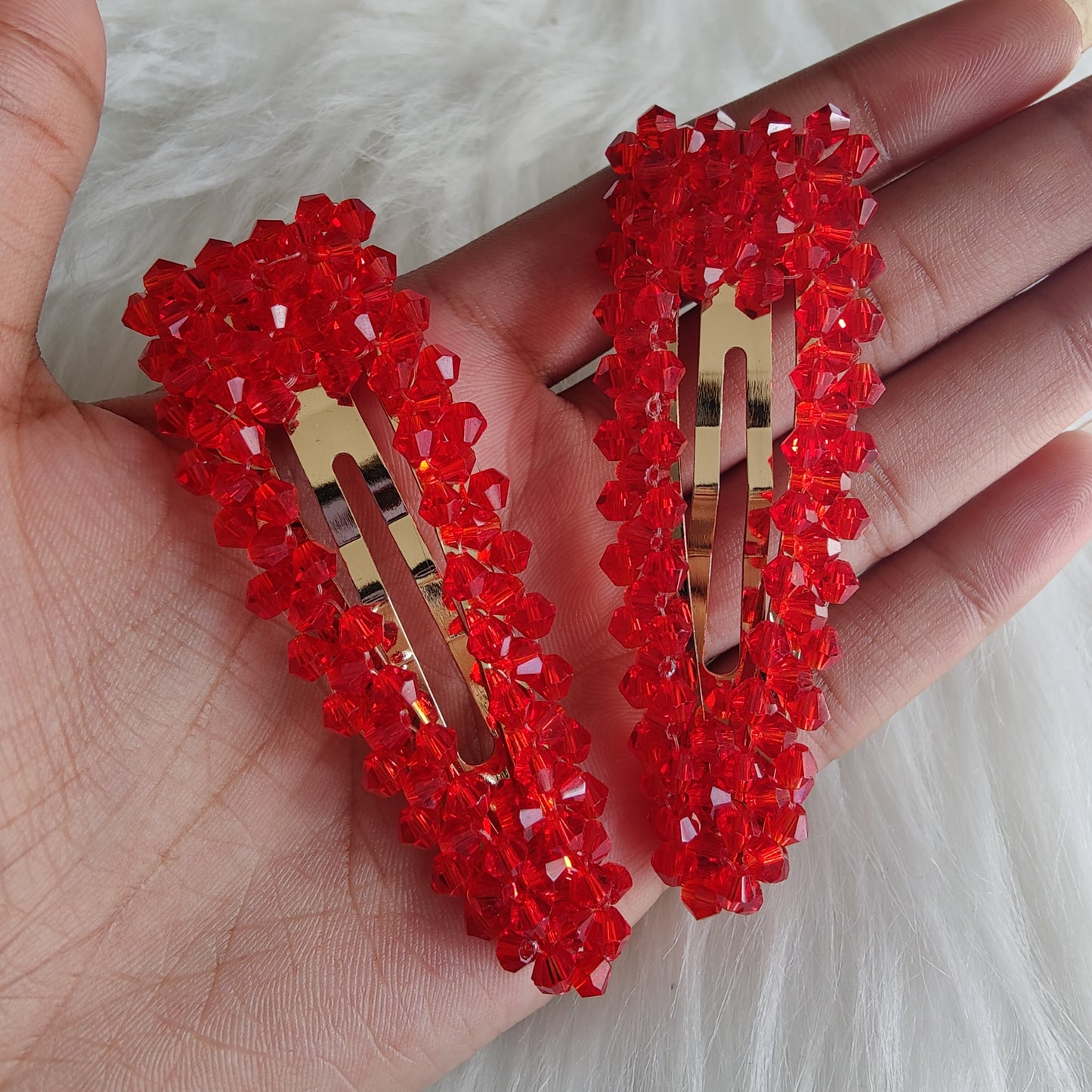 Alani Crystal Hair Clip in Red