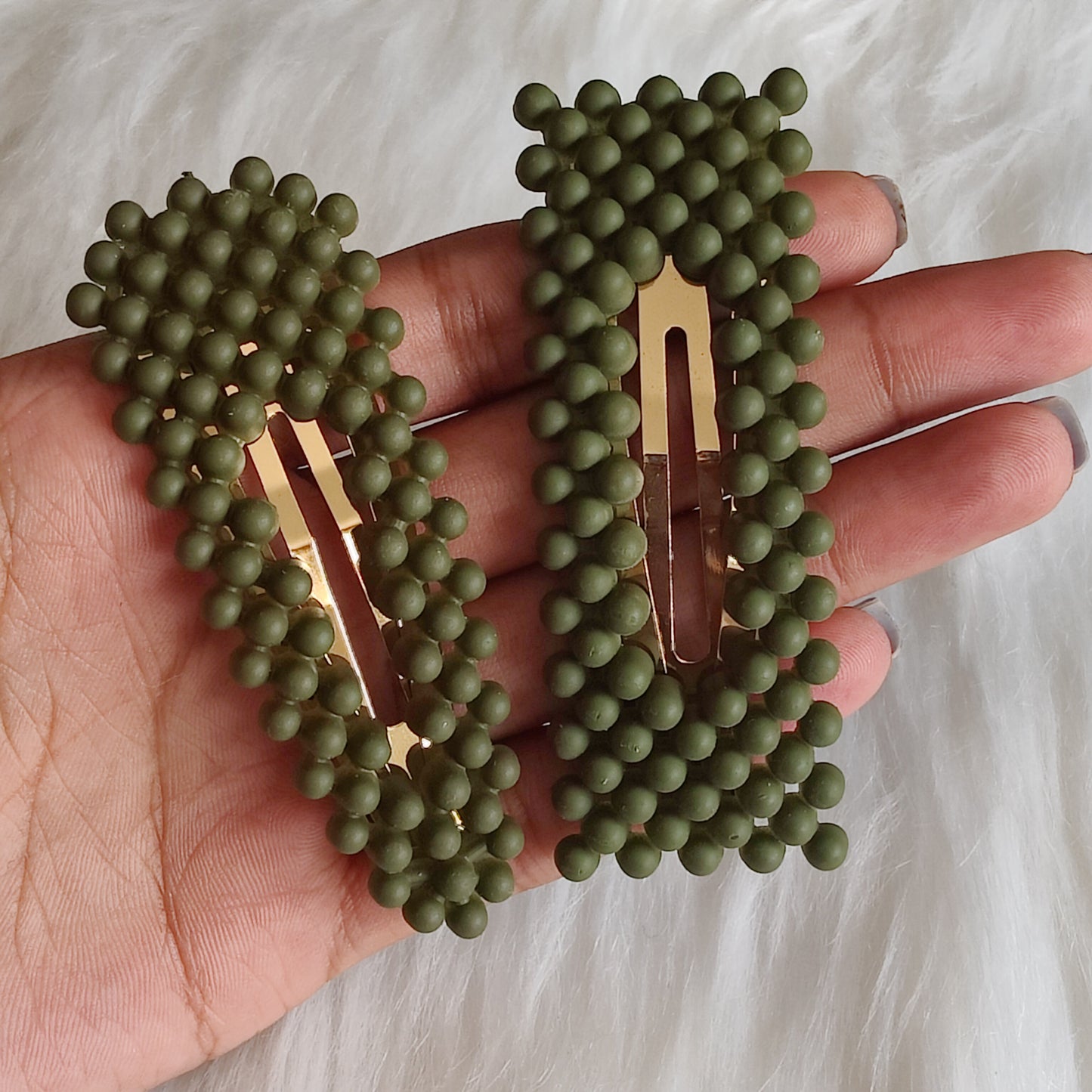 Ayva Snap Hair Clip in Khaki Green