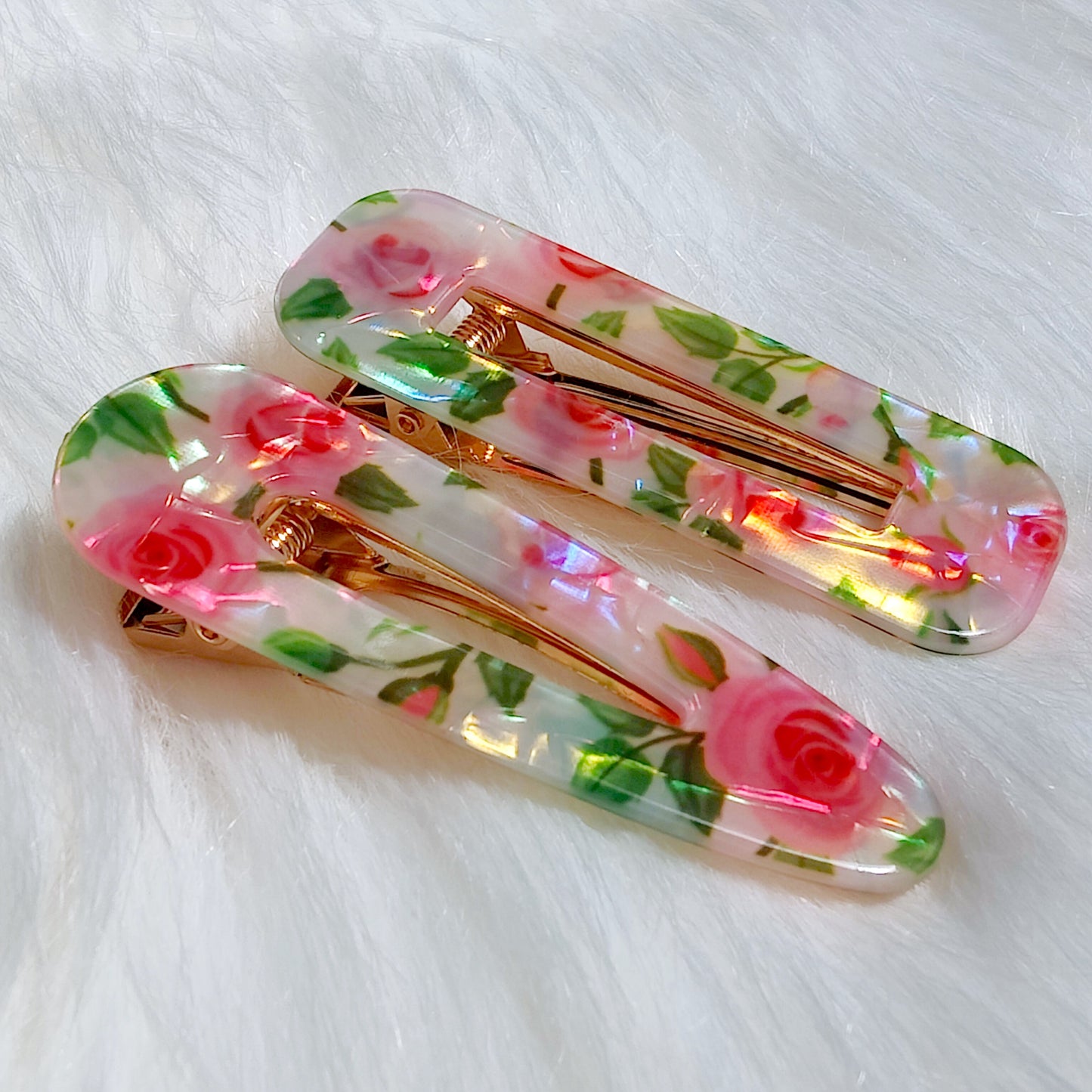 White Floral Hair Clips