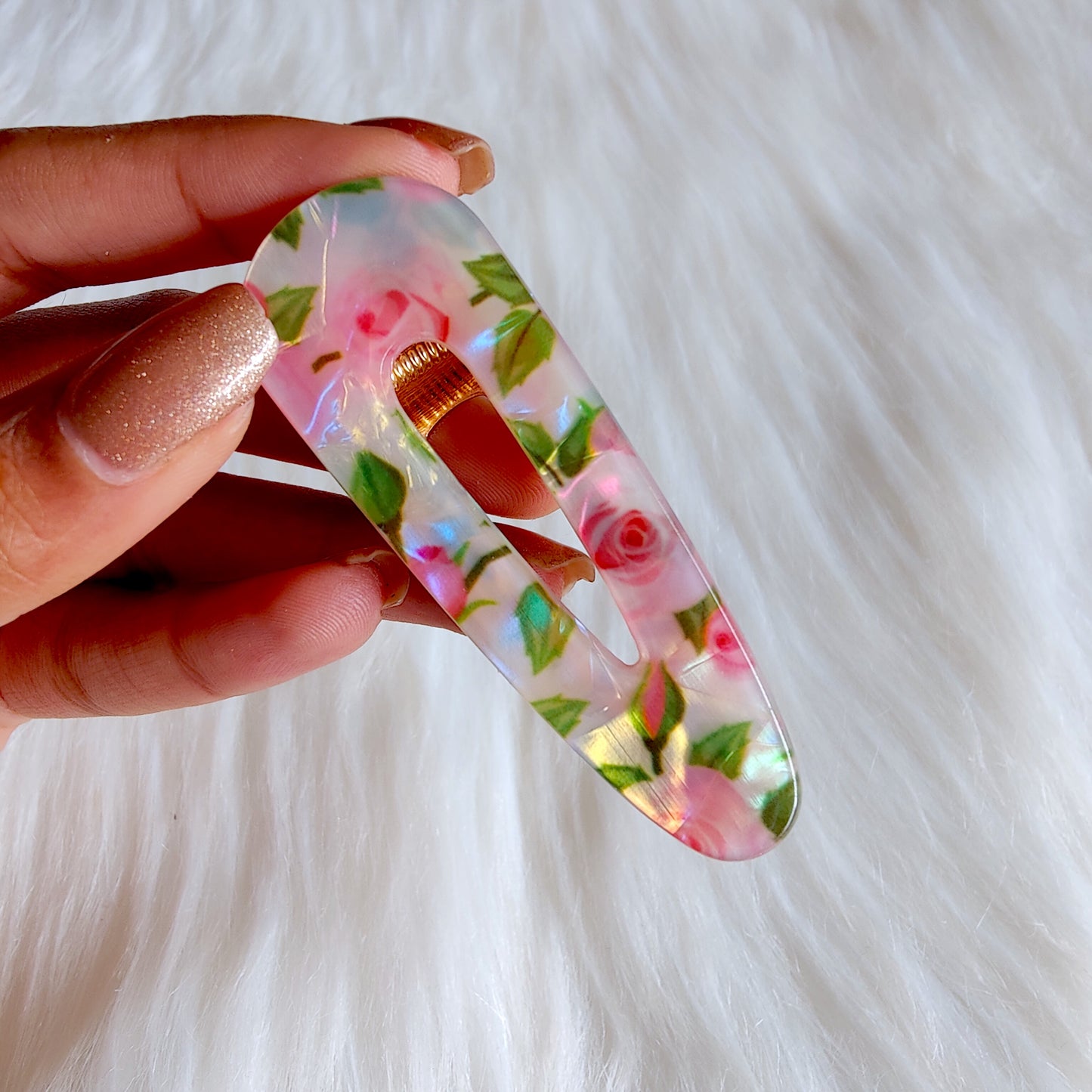 White Floral Hair Clips