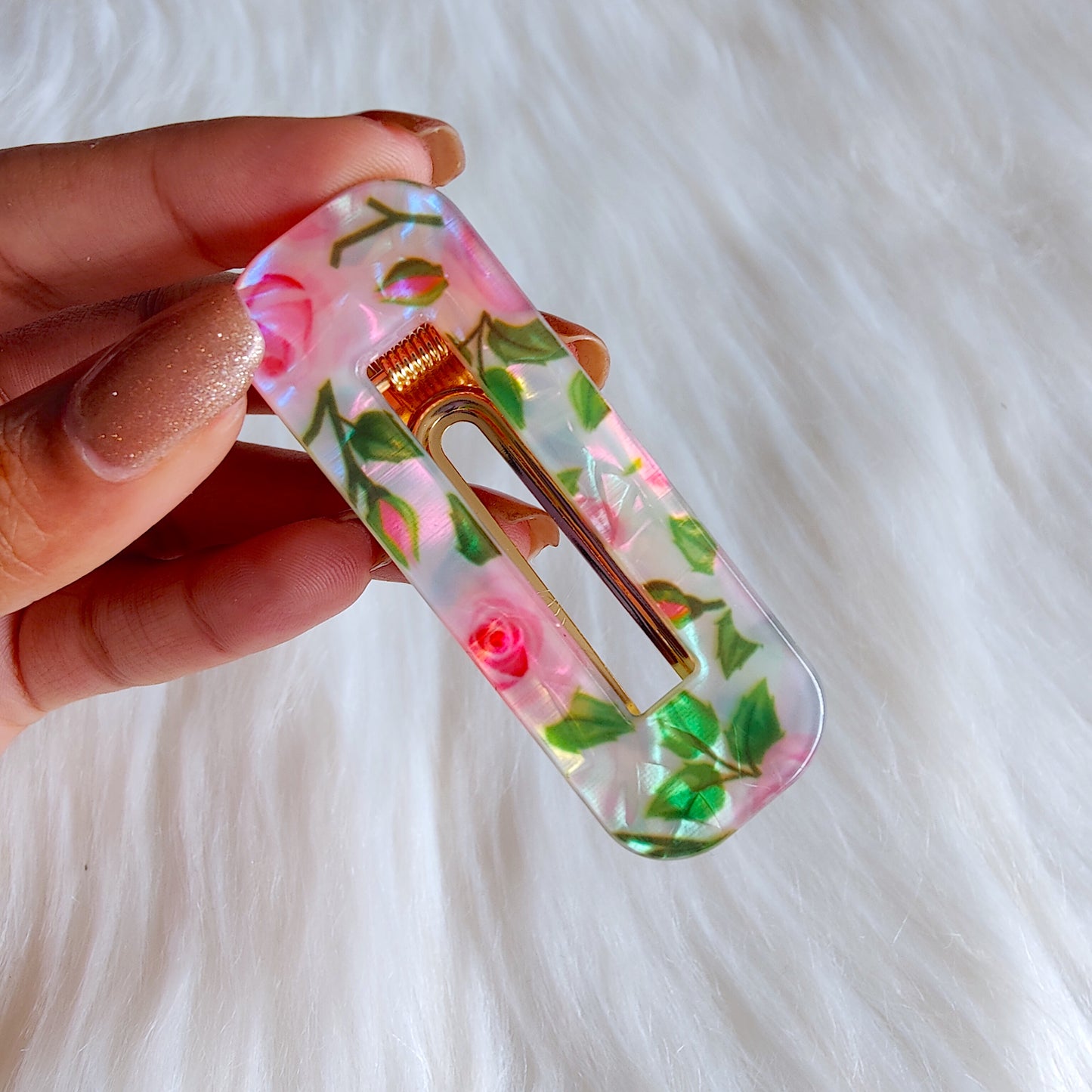 White Floral Hair Clips