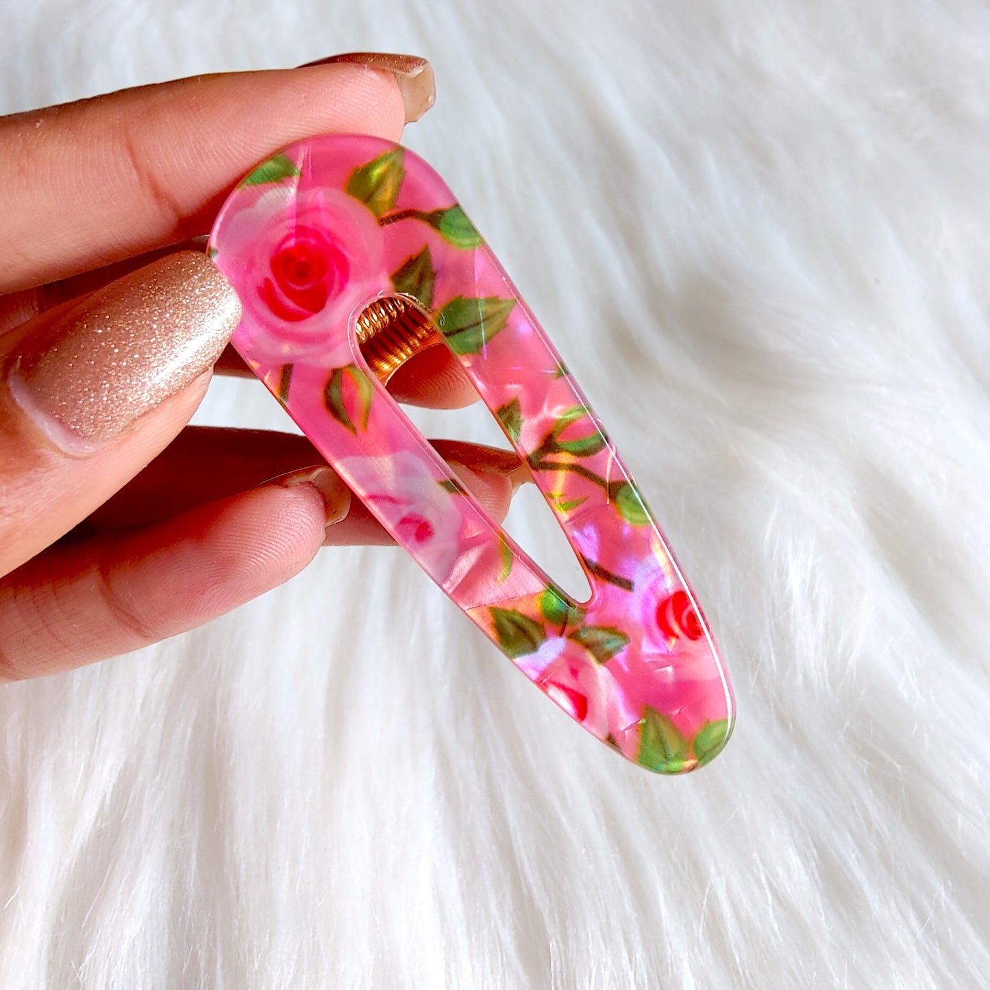 Pink Floral Hair Clips