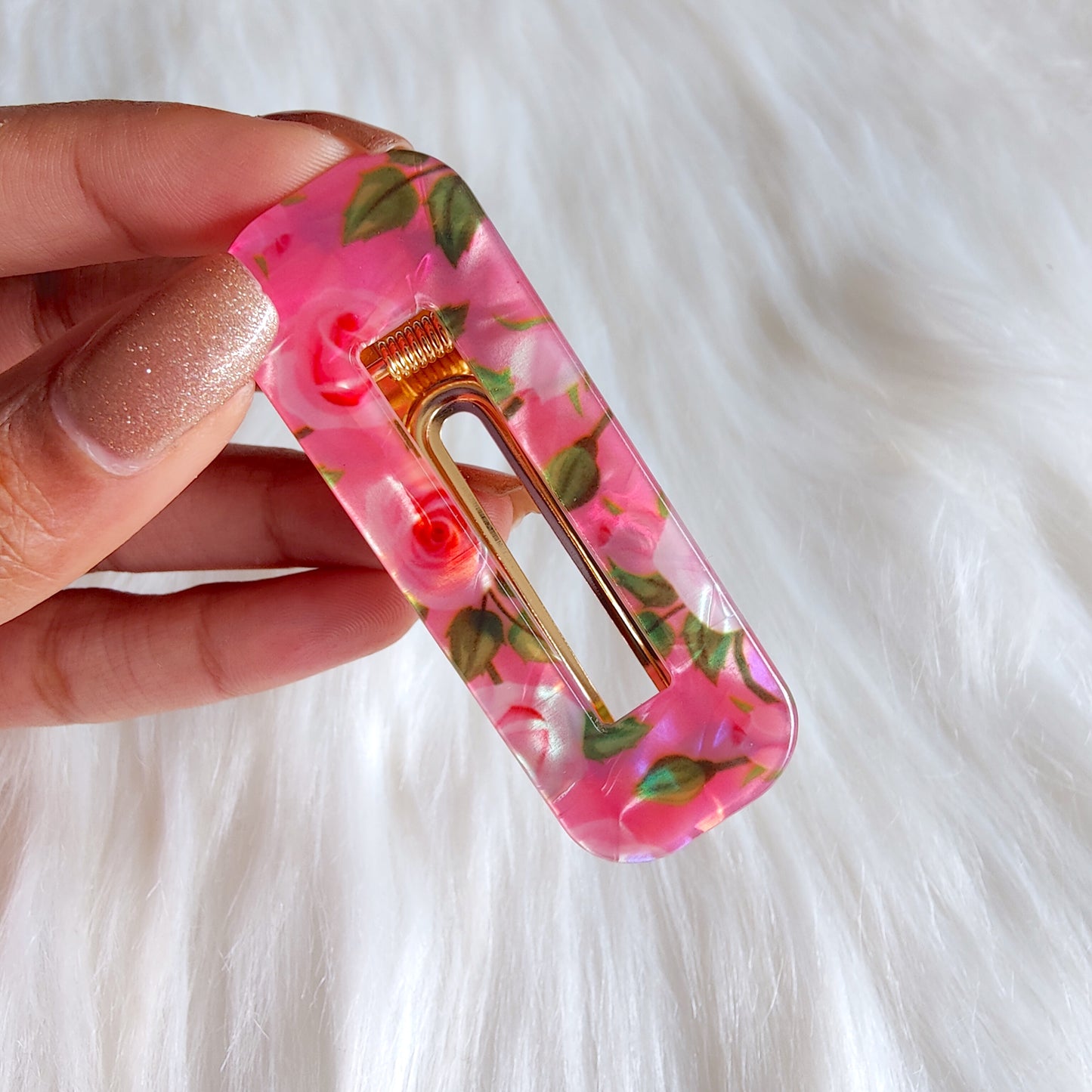 Pink Floral Hair Clips