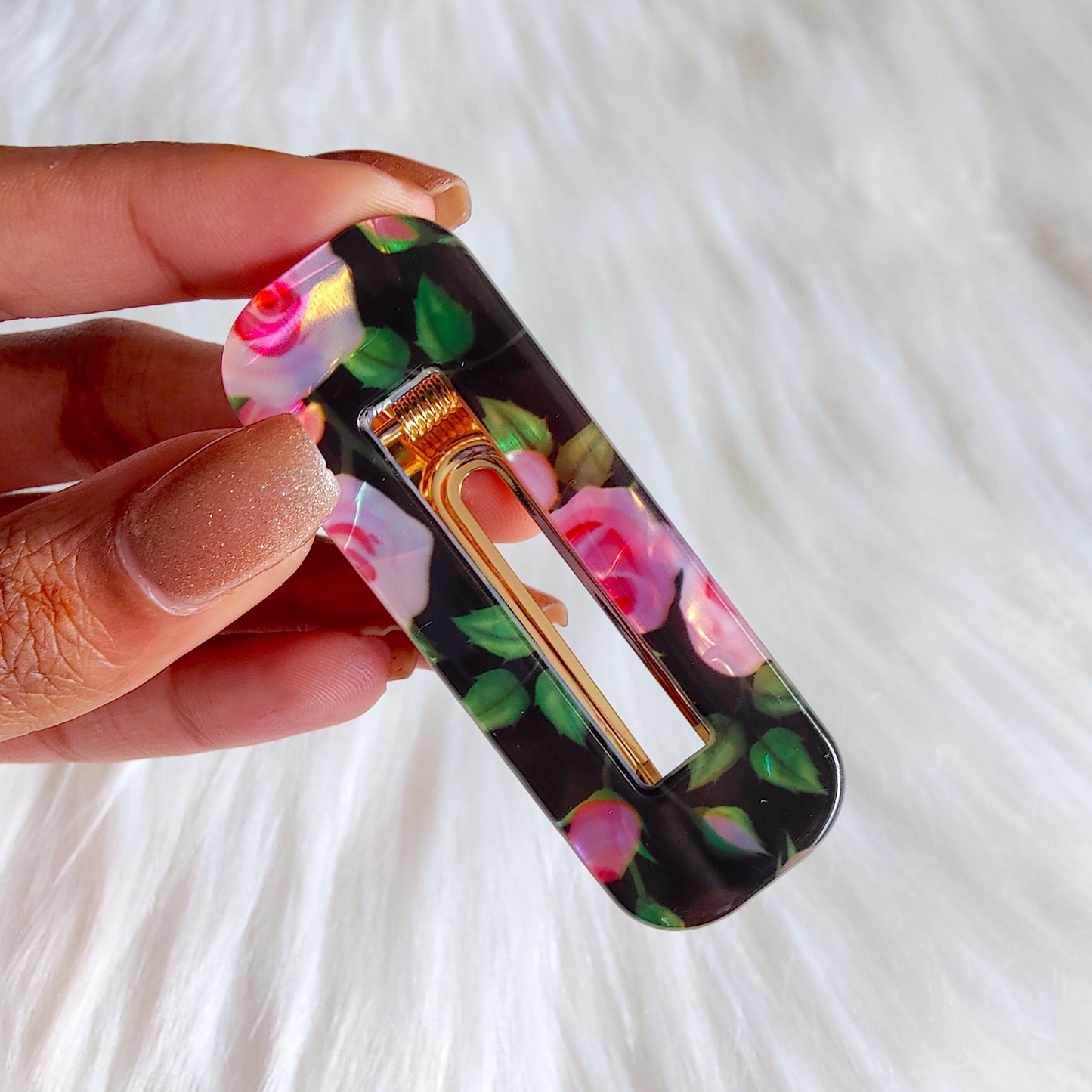 Black Floral Hair Clips