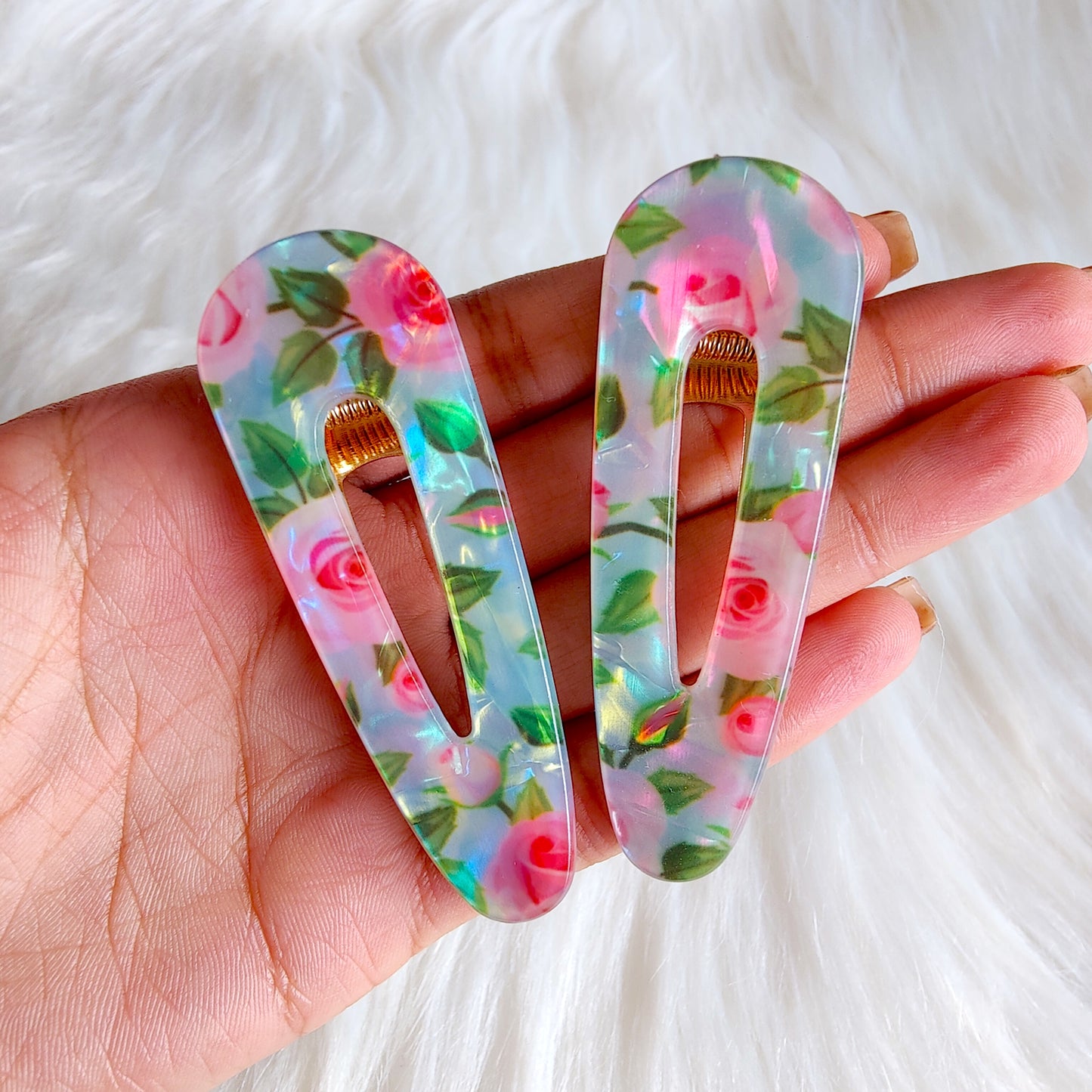 Blue Floral Hair Clips