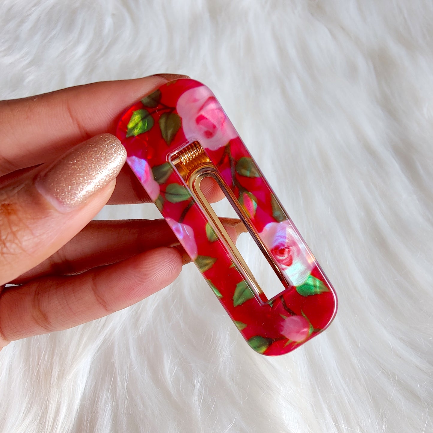 Red Floral Hair Clips