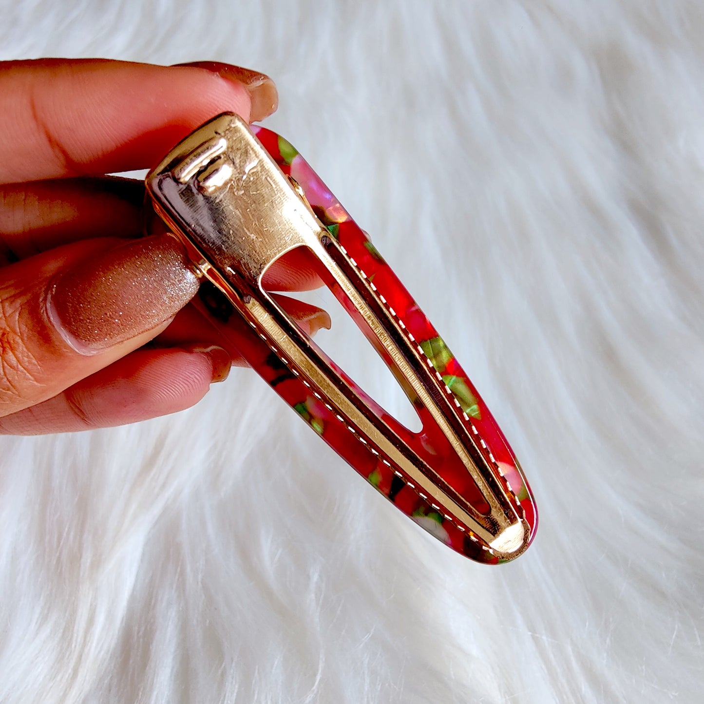 Red Floral Hair Clips