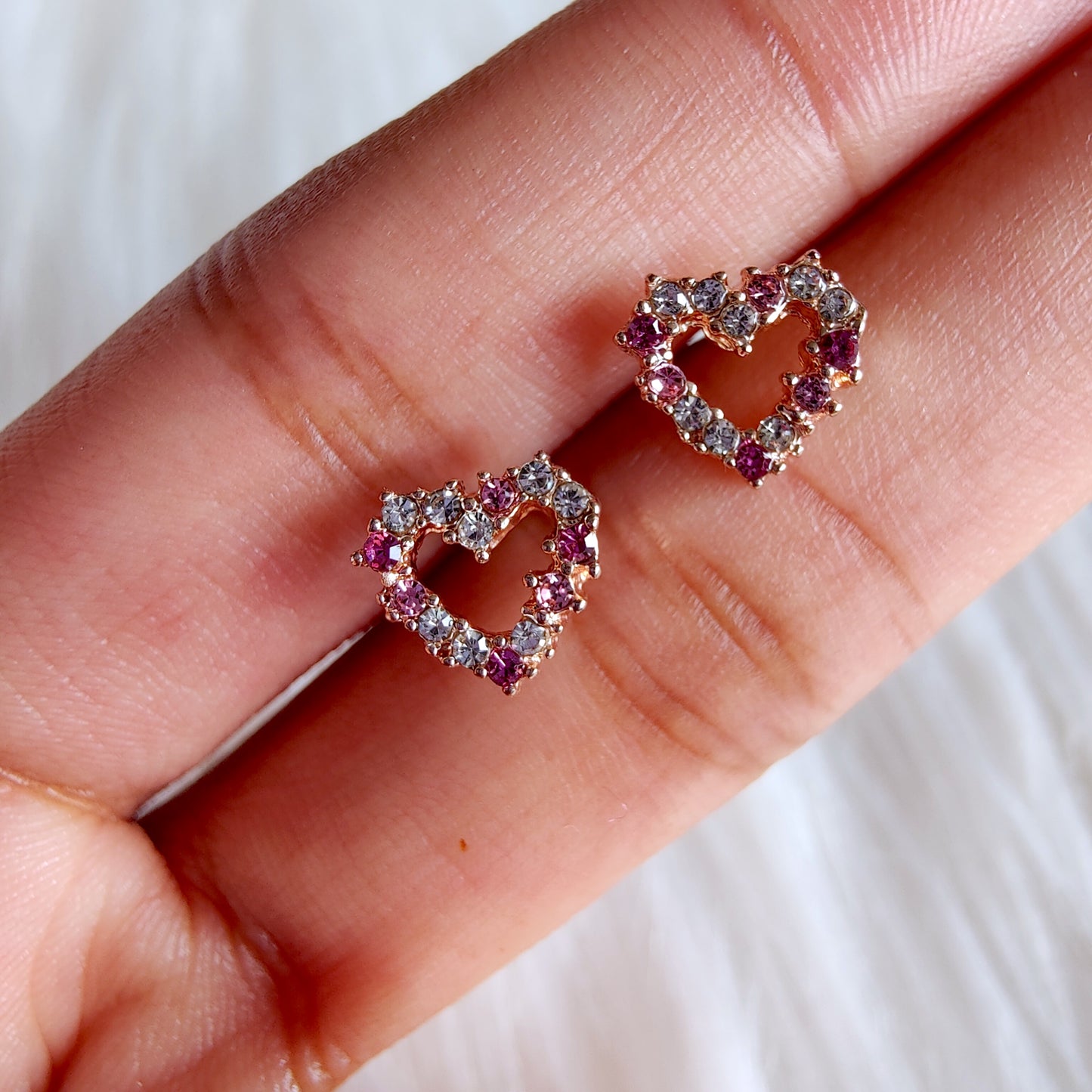 Talia heart diamante studs