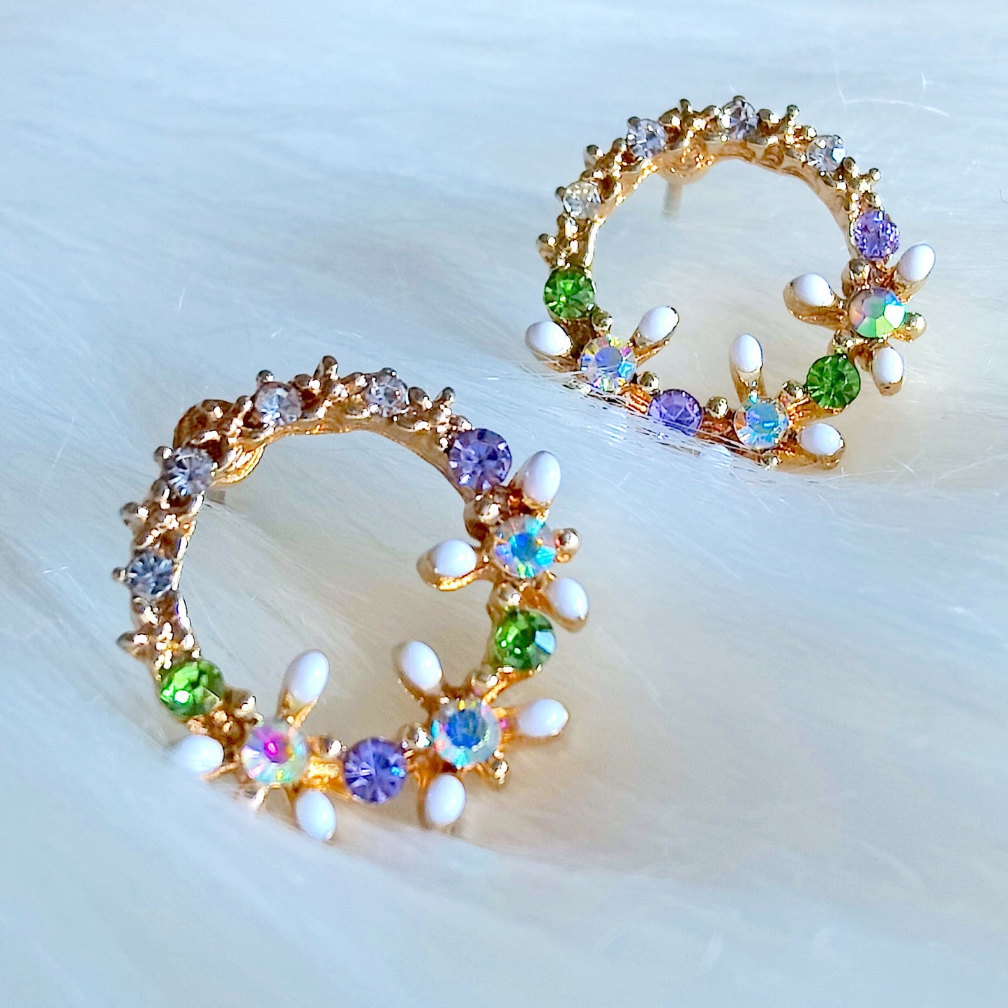 Aashi studs in Purple and Green