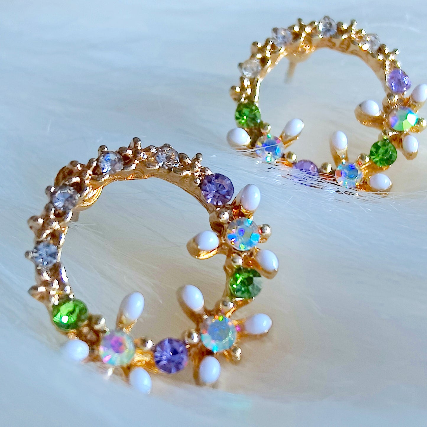 Aashi studs in Purple and Green