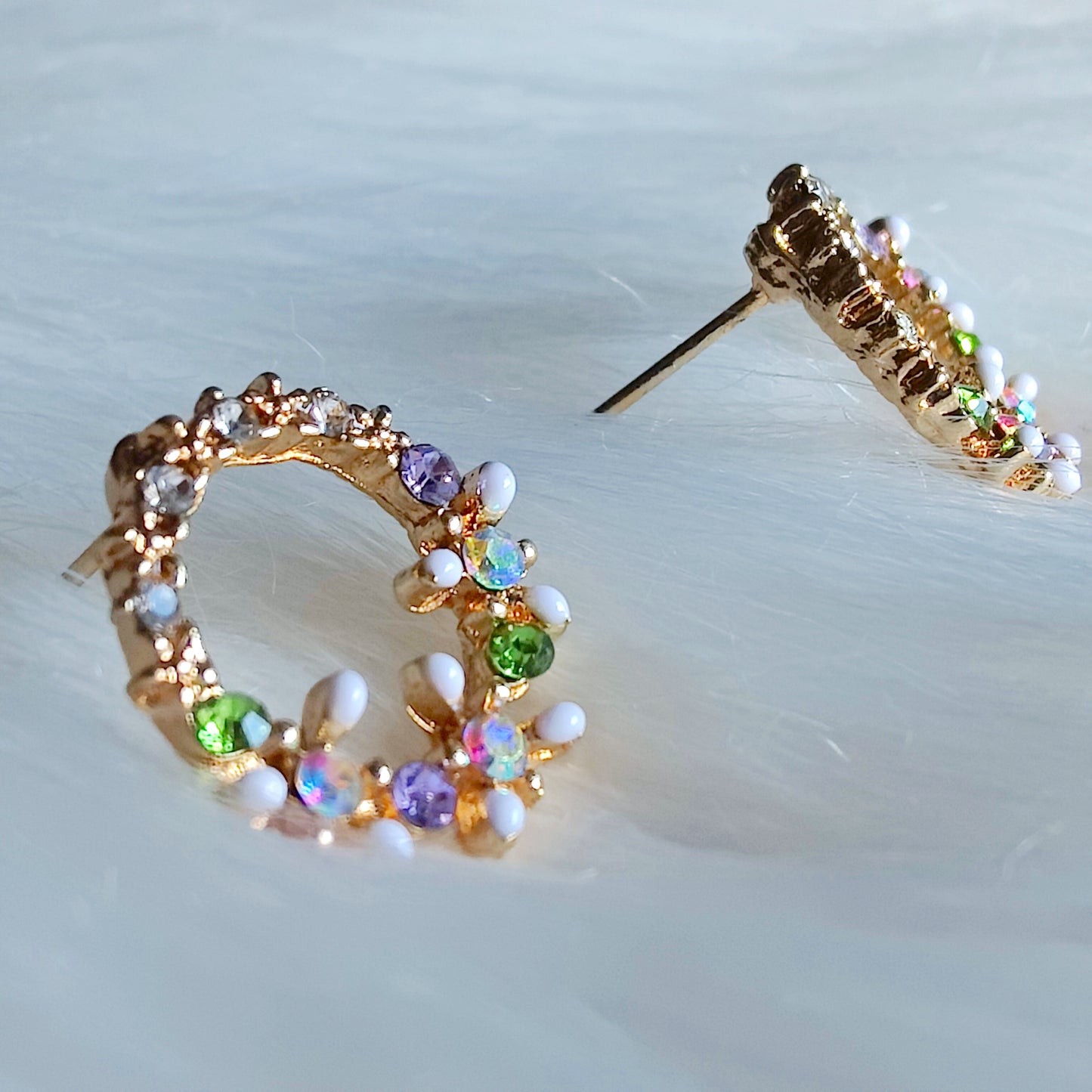 Aashi studs in Purple and Green