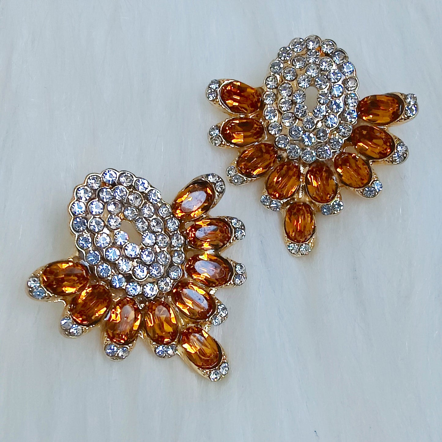 Myra Ember Diamante Statement Earrings