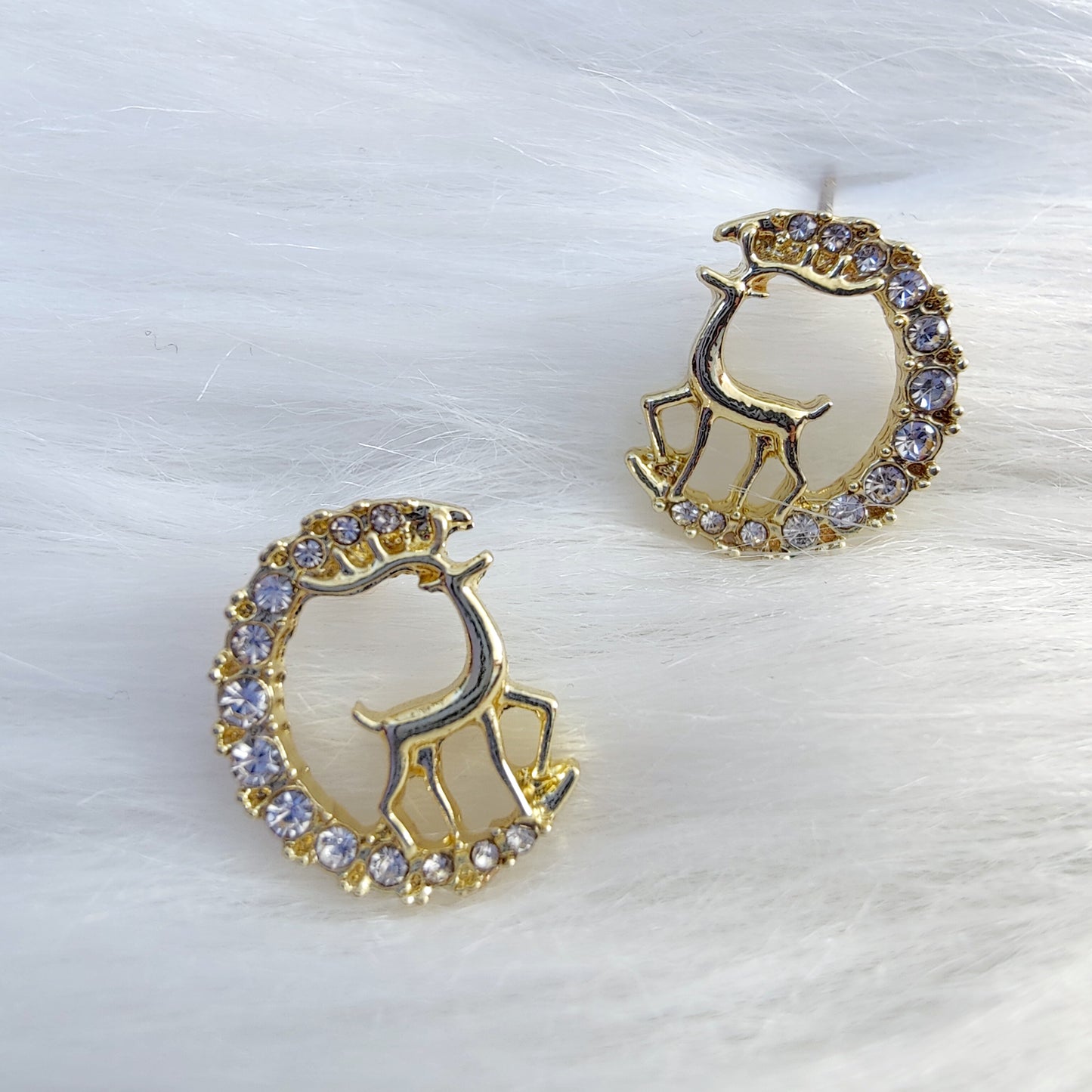 REINDEER CRESCENT diamante studs