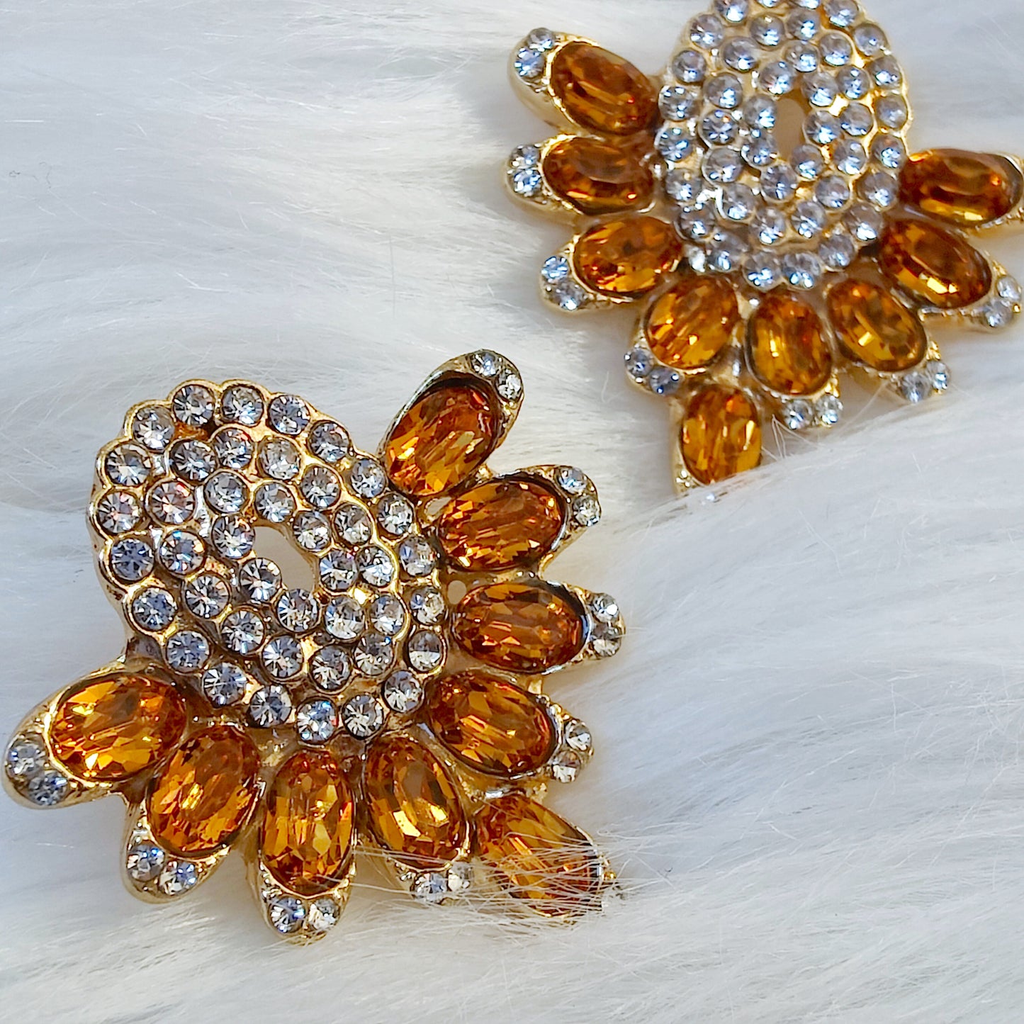 Myra Ember Diamante Statement Earrings