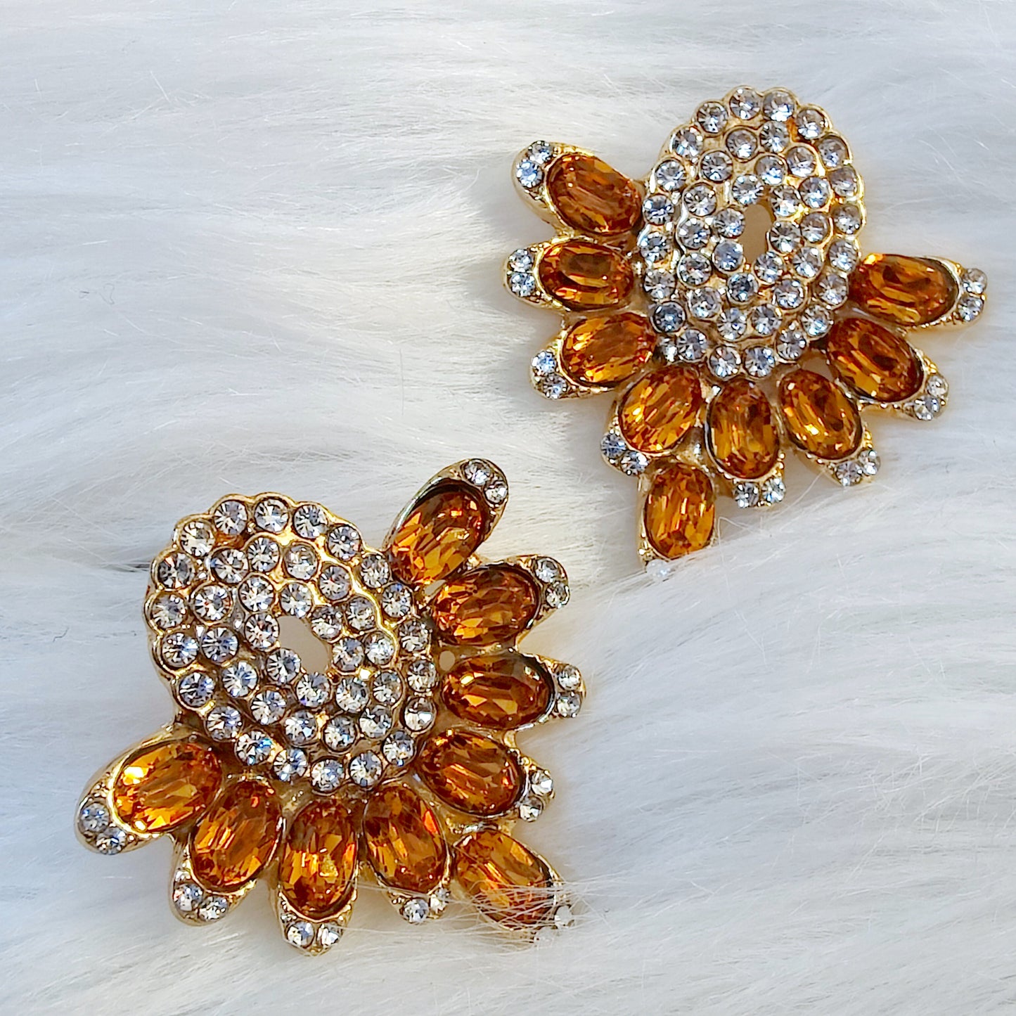 Myra Ember Diamante Statement Earrings