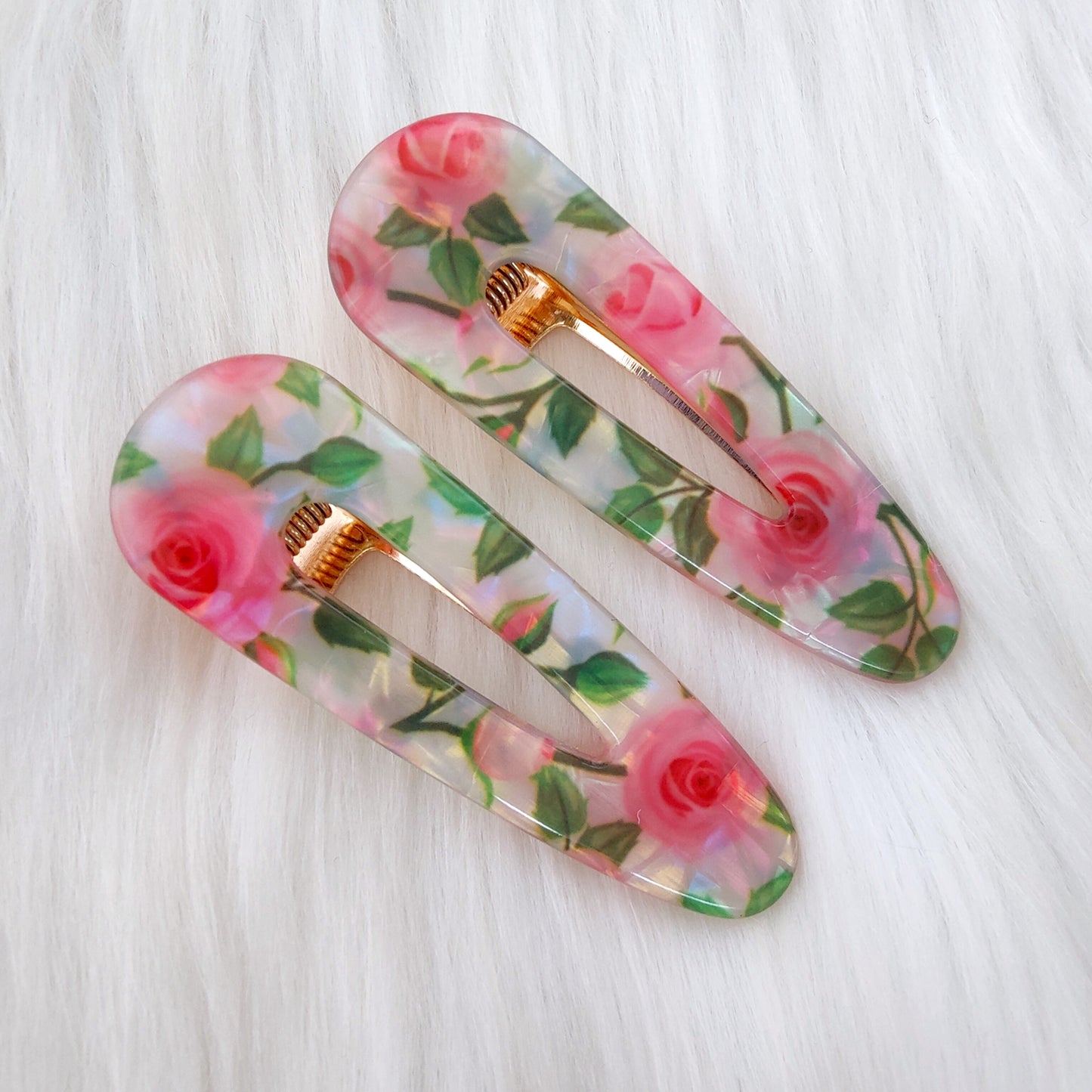 White Floral Hair Clips