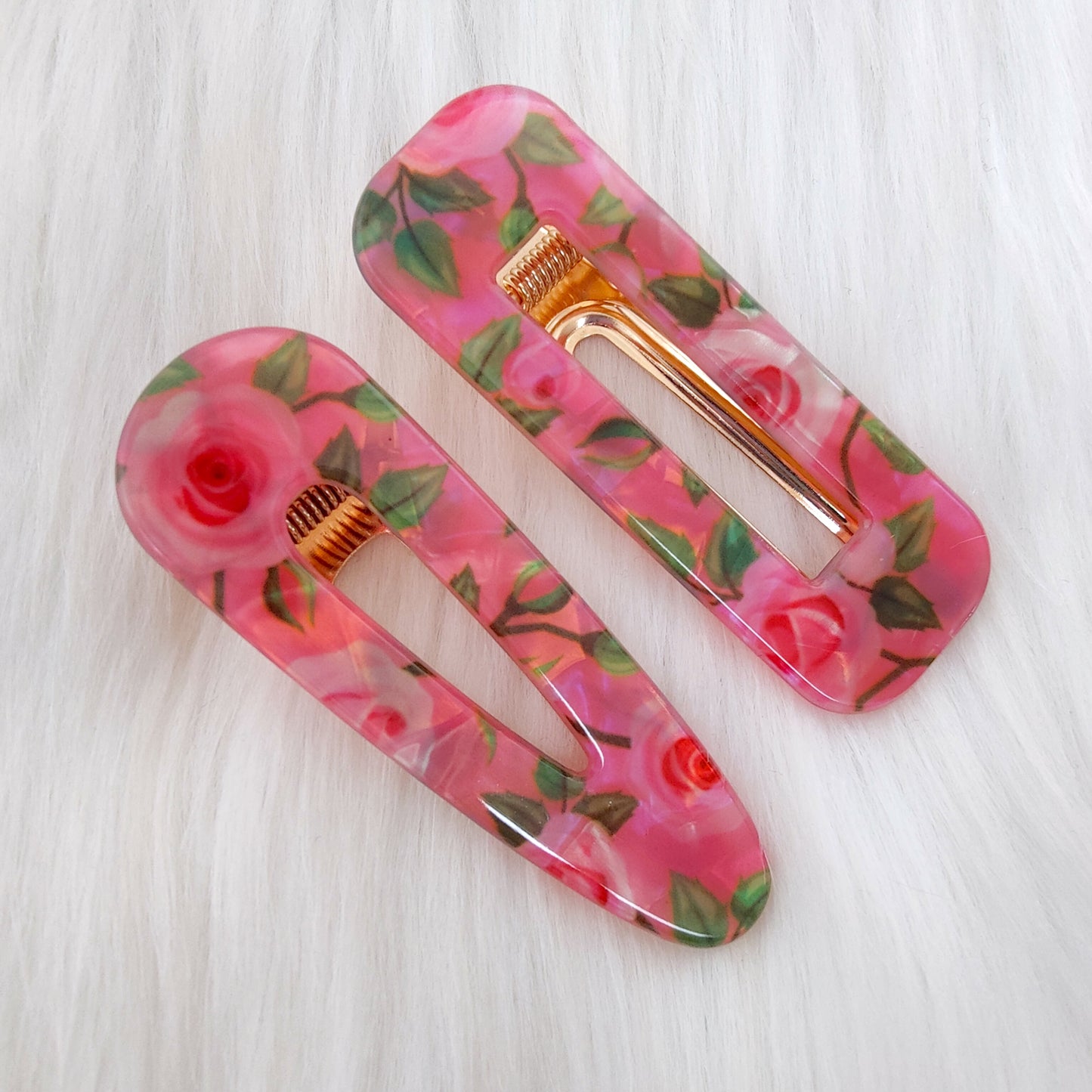 Pink Floral Hair Clips