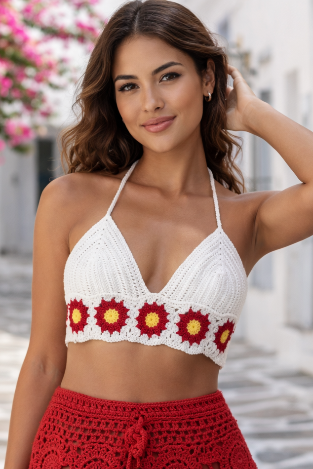 The Poppy Crochet Top in Summer Rose