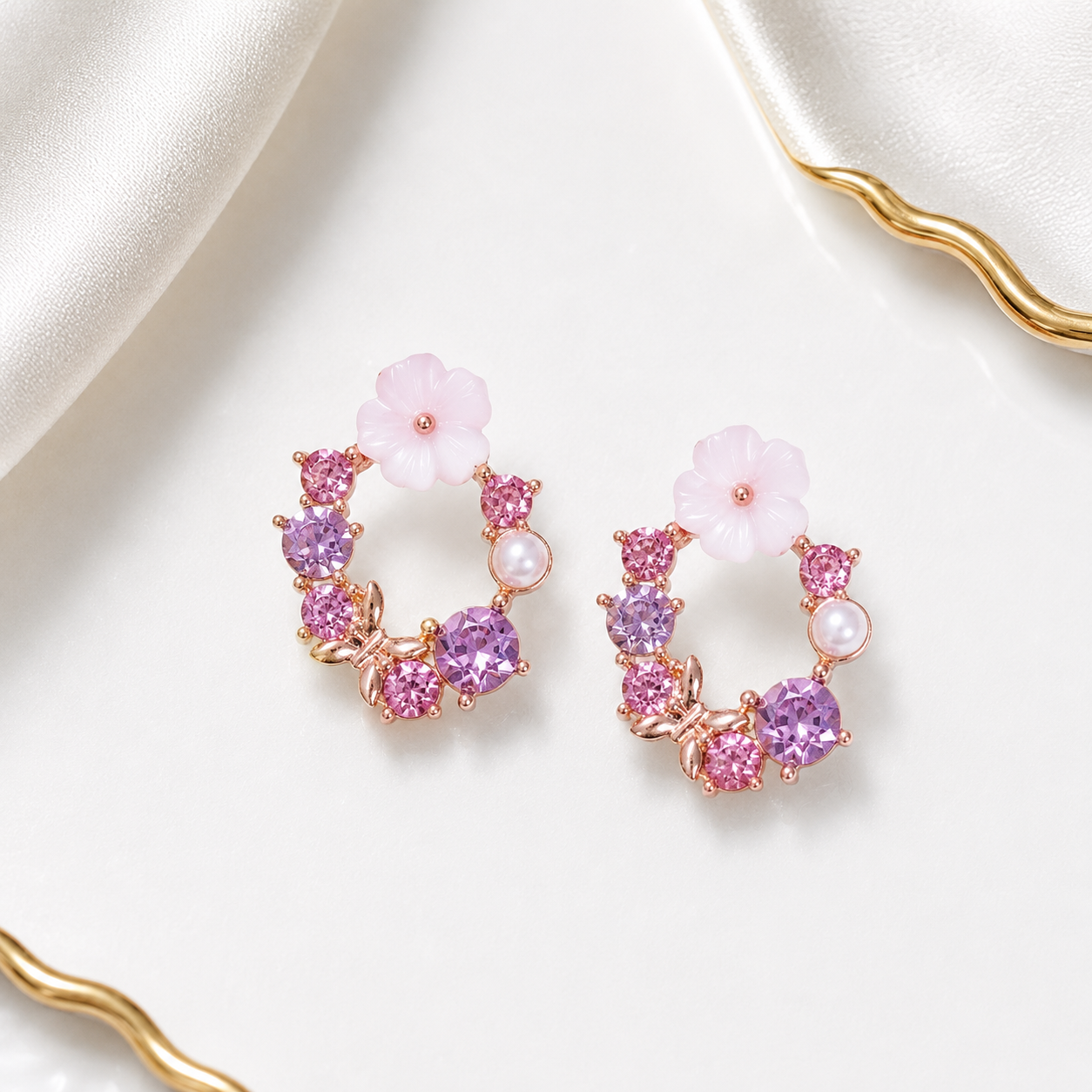 The Riviera Bloom Studs in Lilac Haze