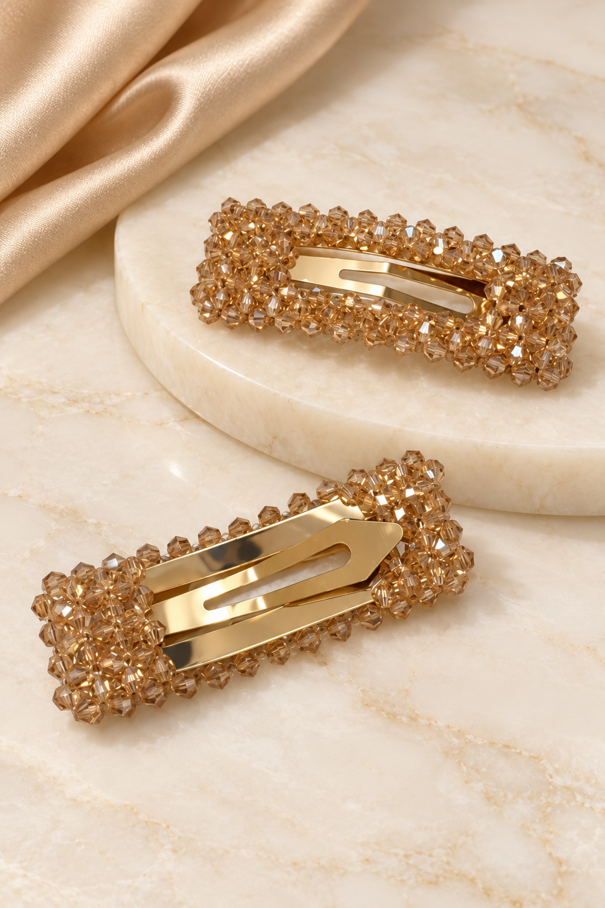 Alani Crystal Hair Clip in Brown