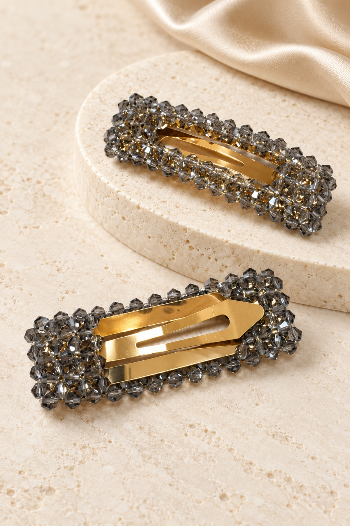 Alani Crystal Hair Clip in Grey