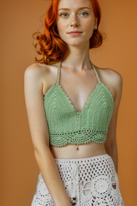 Elvinia Grass Green Crochet Top