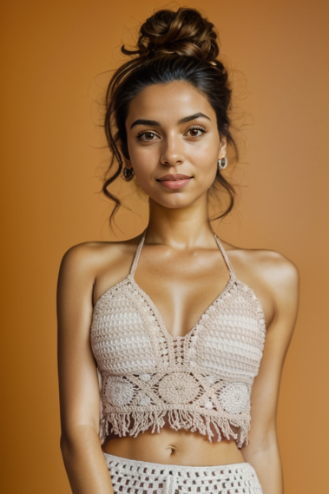 Lila Beige Crochet Top