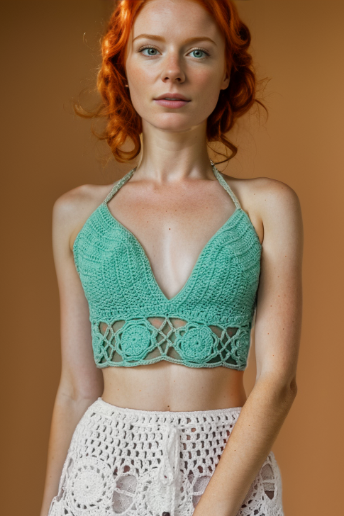 Belle Teal Crochet Top