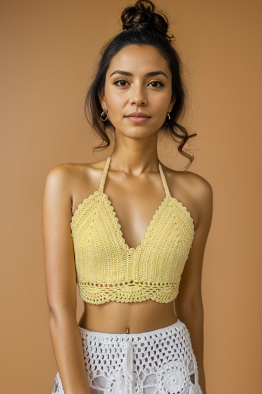 Elvinia Yellow Crochet Top