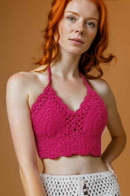 Asteria Dark Pink Crochet Top