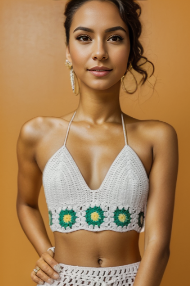 Poppy Green Crochet Top