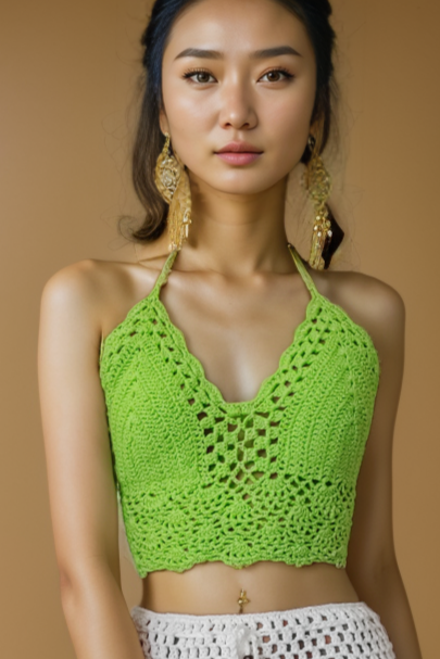 Asteria Neon Green Crochet Top