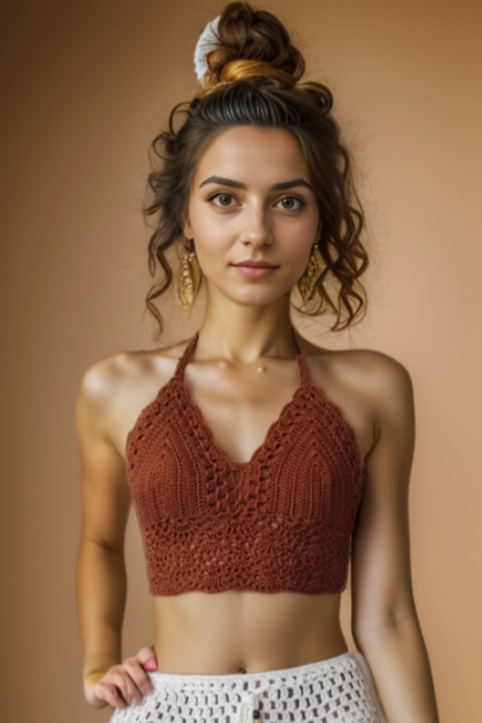 Arielle Brown Crochet Top