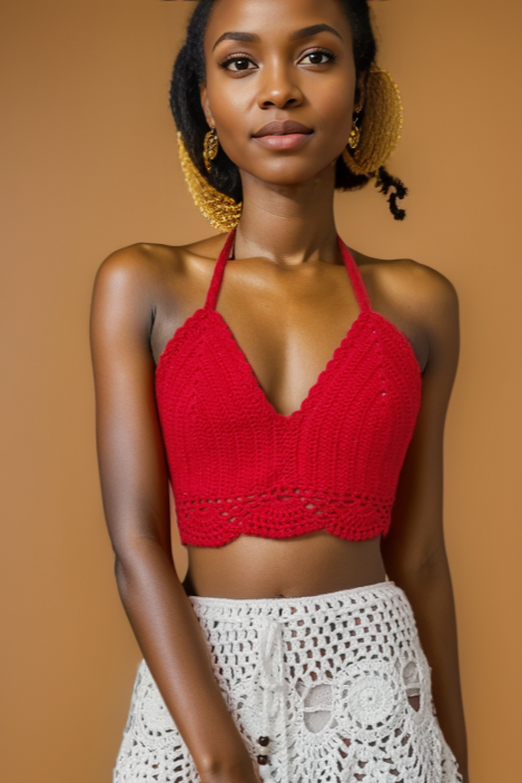 Elvinia Red Crochet Top