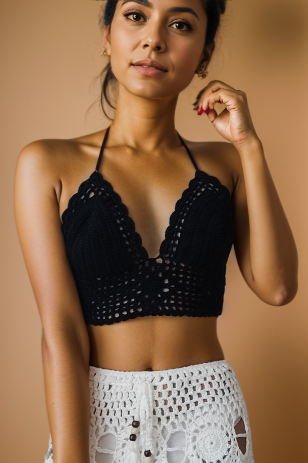 Tianna Black Crochet Top